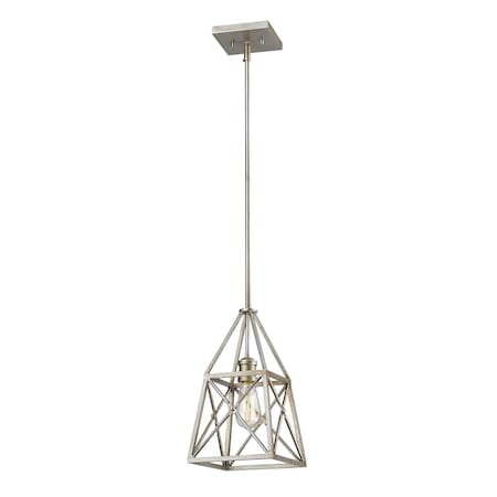 Z-Lite Trestle 1 Light Mini Pendant, Antique Silver & Antique Silver 447MP-AS